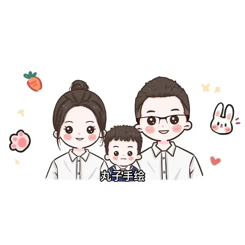 超可爱的一家三口全家福卡通头像来喽93.