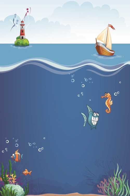 矢量卡通海洋海底世界广告背景