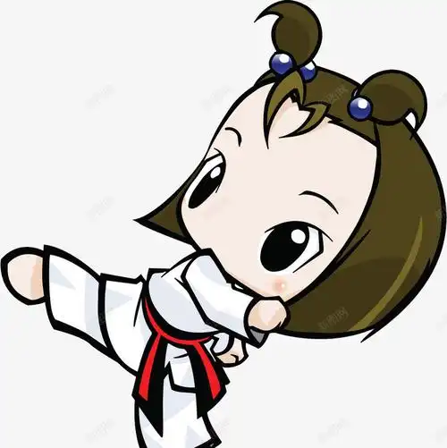 com 击打 卡通美女打拳 太极 太极小人 打击 打拳 拳 拳法 火拳 高清