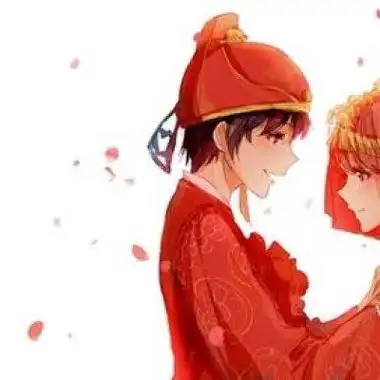 红色嫁衣简笔画情侣头像