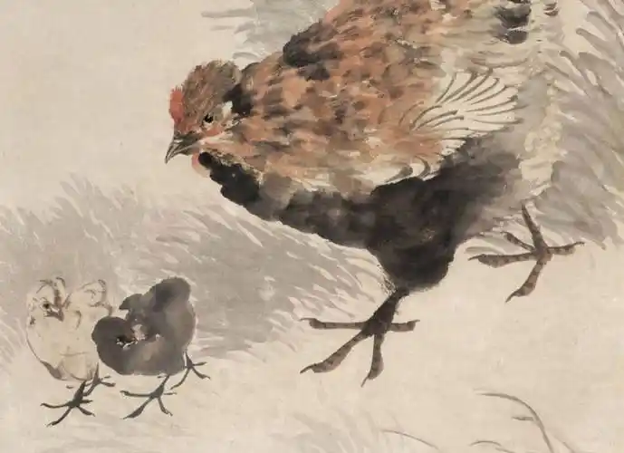 最平凡处见温馨任伯年画鸡作品欣赏