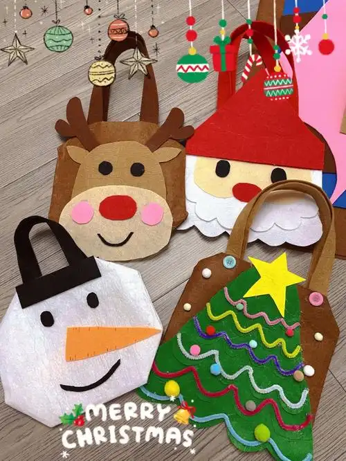 圣诞节装饰儿童创意diy糖果手提袋