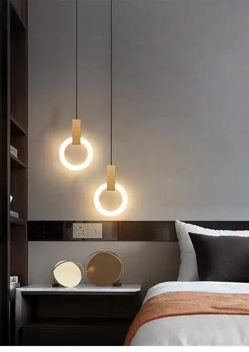 北欧床头吊灯轻奢长线现代简约餐厅灯三头创意极简网红小吊灯卧室