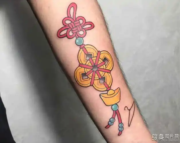 招财元宝纹身图案及手稿源自元朝的贵重货币