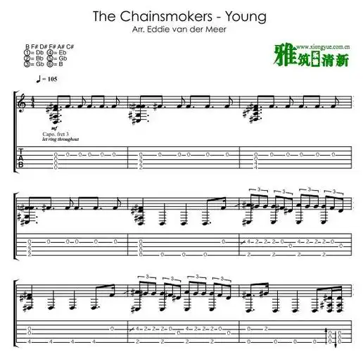 eddie van der meer版 the chainsmokers - young指弹吉他谱