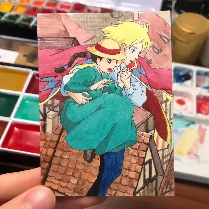 永远浪漫.#水彩 #哈尔的移动城堡 #手绘 - 抖音