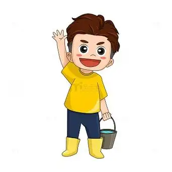 植树节单手提水桶的卡通男孩元素