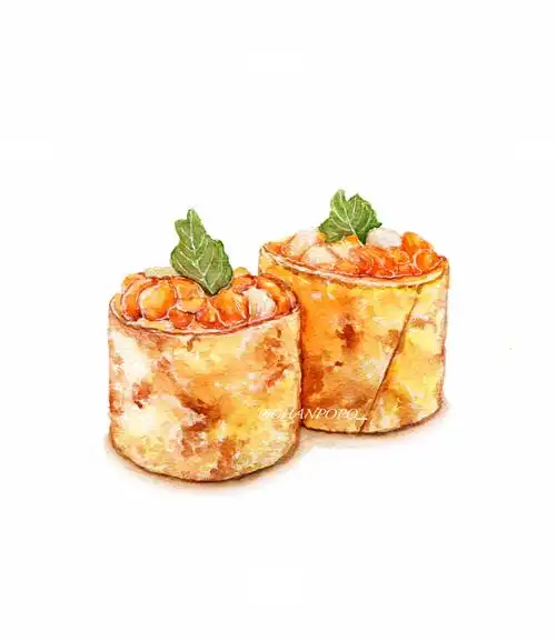 小食刻水彩手绘绘画插画美食寿司