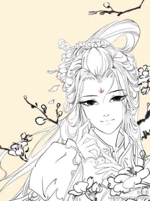 古风元旦手绘简笔画