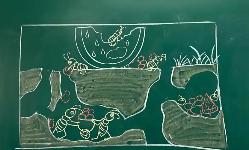 一年级美术《地下王国(蚂蚁篇)》教师范画 学生作品学生比老师画的