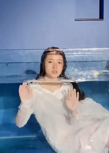 美女憋气属实厉害但却美不过三秒立马破功