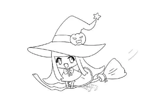 万圣节可爱女巫简笔画步骤图片大全