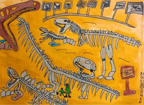 《恐龙博物馆》/少儿绘画作品/儿童画/网络美术馆_中国少儿美术教育网