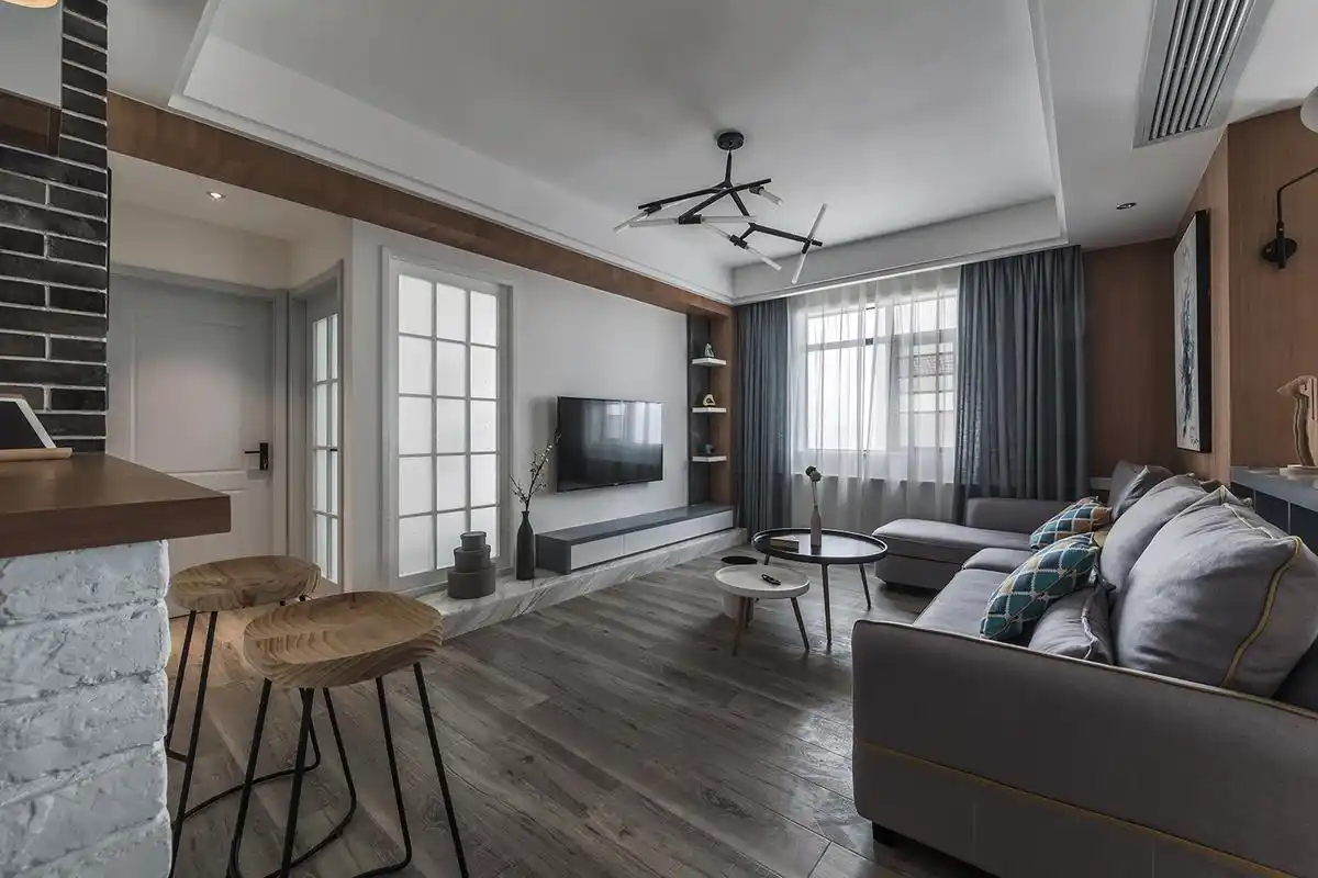 简约风三居餐厅装修效果图80㎡现代北欧三居儿童房装修效果图简美三居