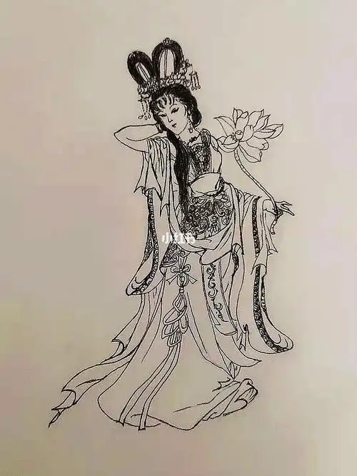 白描-何仙姑简笔画简笔画教程文化绘画警幻仙姑简笔画八仙过海何仙姑