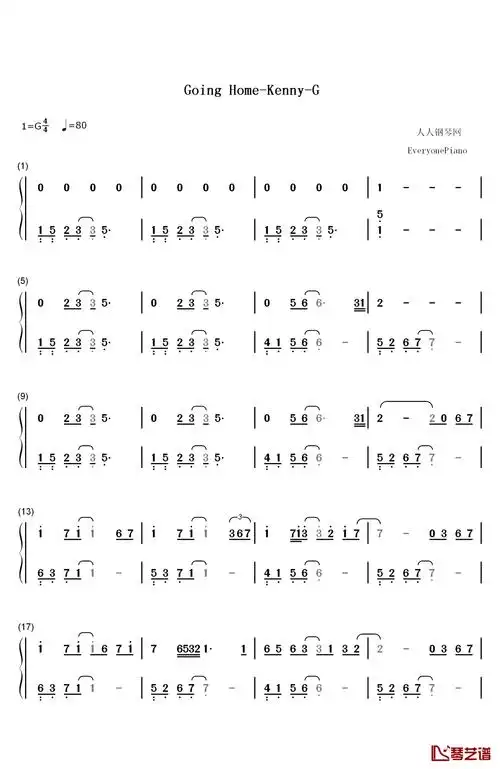 goinghome钢琴简谱数字双手kennyg