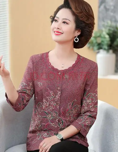 轻奢中老年女装妈妈装开衫套装春夏薄款七分袖衬衫60岁70老人衣服大码
