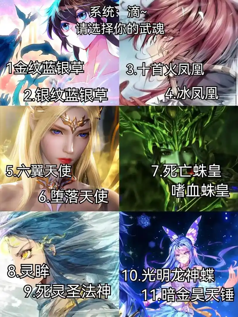 人物模拟—  —请选择你的武魂?#斗罗大陆 #图片来自网络  - 抖音