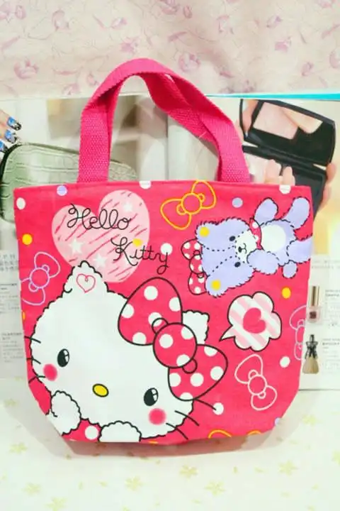 批发 卡通帆布便当包手拎布艺妈咪包 hellokitty史迪仔可爱小布袋