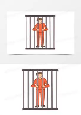 手绘卡通监狱里的犯人元素