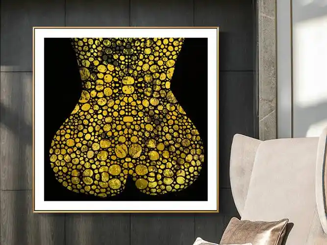 现代简约金色抽象艺术人体北欧客厅装饰画图片设计素材_高清模板下载