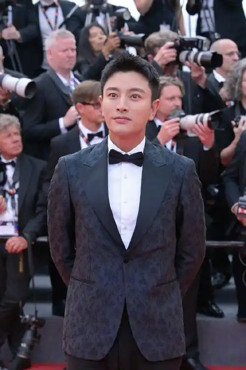贾乃亮戛纳红毯造型#戛纳红毯的中国明星生图,贾乃亮一身黑色西装