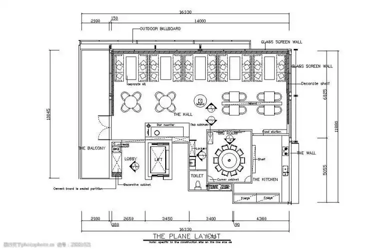 现代中式餐厅平面布置图