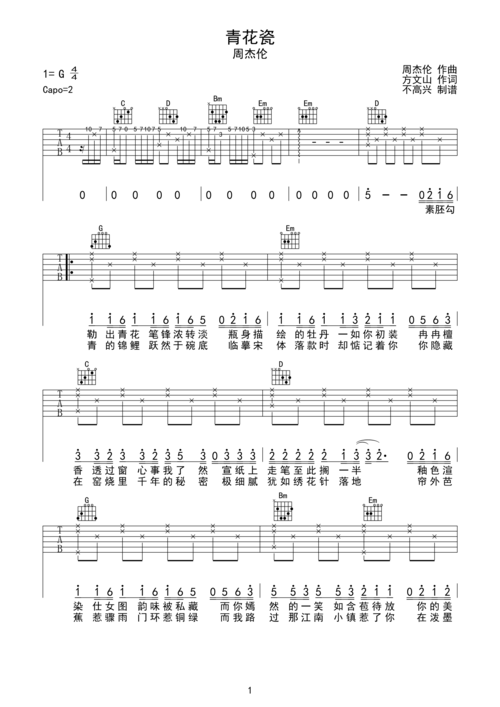 青花瓷吉他谱 周杰伦-彼岸吉他 - 一站式吉他爱好者服务平台