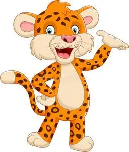 可爱的卡通豹子挥手照片