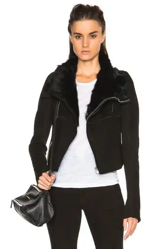 rick owens classic longhair lamb shearling biker jacket – 黑色