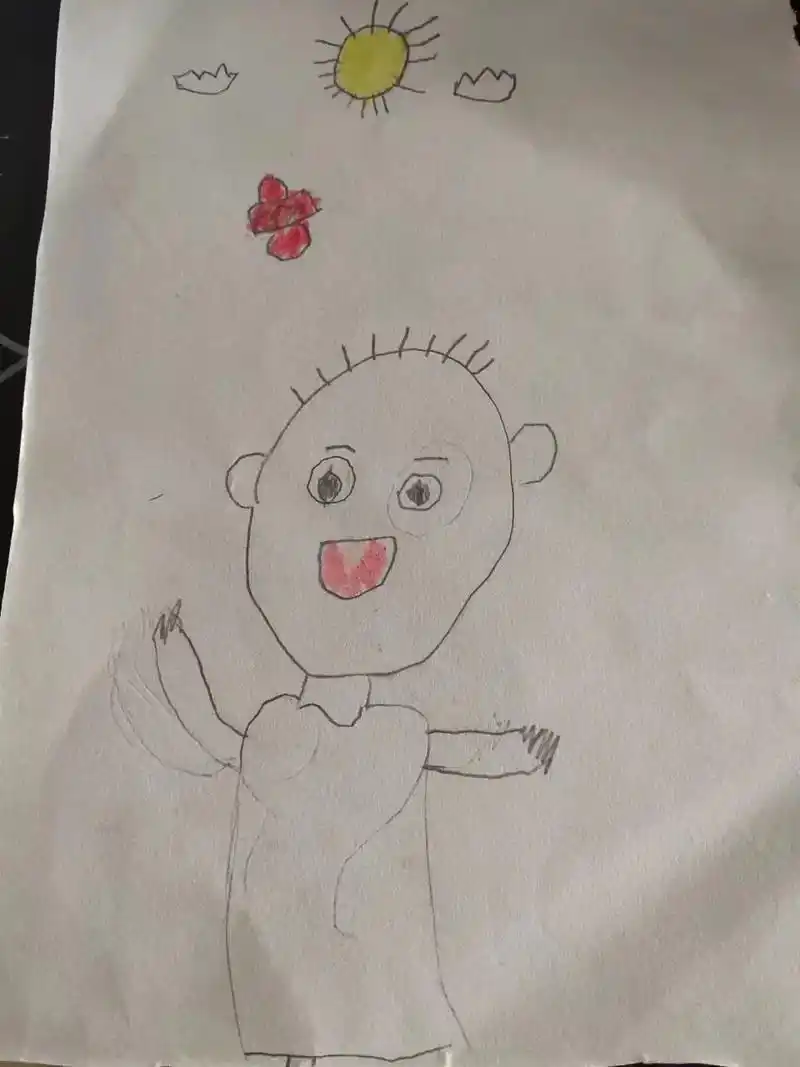 今天儿子学校老师让小朋友画自画像,没想到儿子的小同学都长这么 - 抖