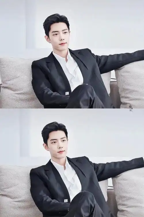 肖战黑西装白衬衫背头造型##肖战西装衬衫背头造型