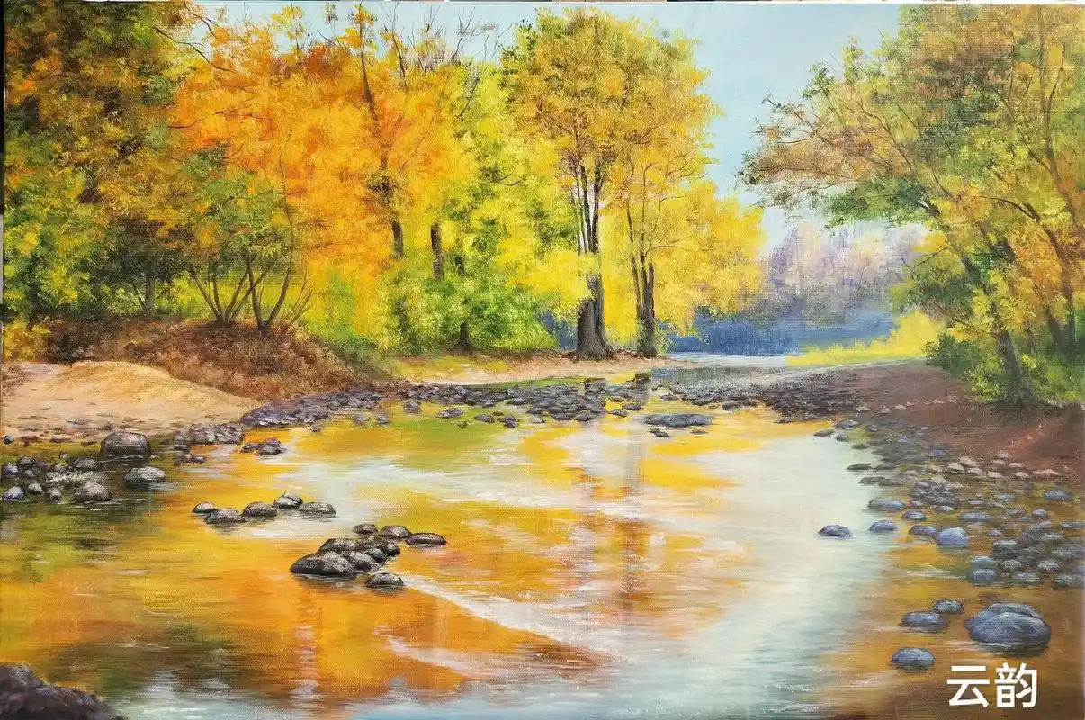 手绘风景画,最近有点懒,懒的更新了,其实一直在画画,画秋天 - 抖音