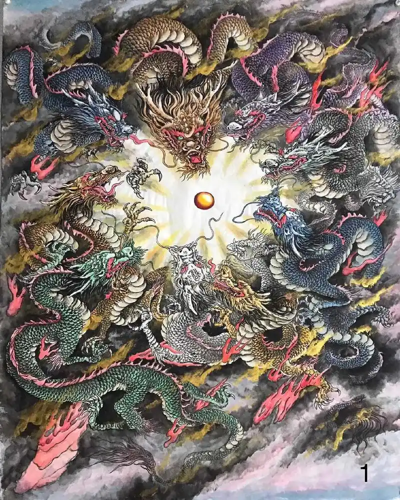 九龙戏珠图,龙戏珠图 - 抖音