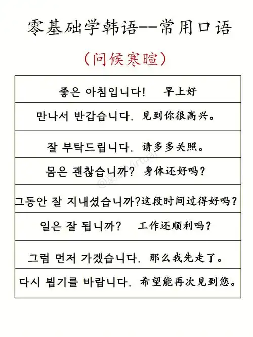 零基础学韩语常用口语表达01