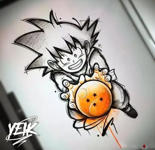 动漫龙珠人物纹身手稿
