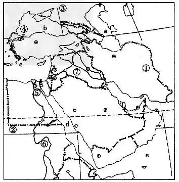 读中东地形图,回答下列问题.