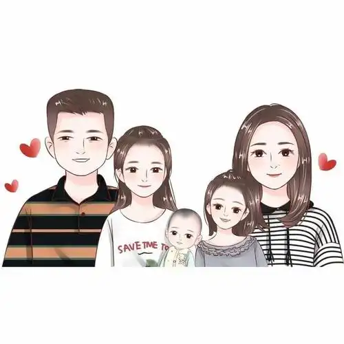 个性头像设计,一家五口手绘头像,唯美微信头像