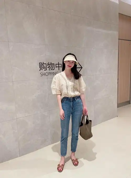 160105微胖穿搭蕾丝上衣77牛仔裤