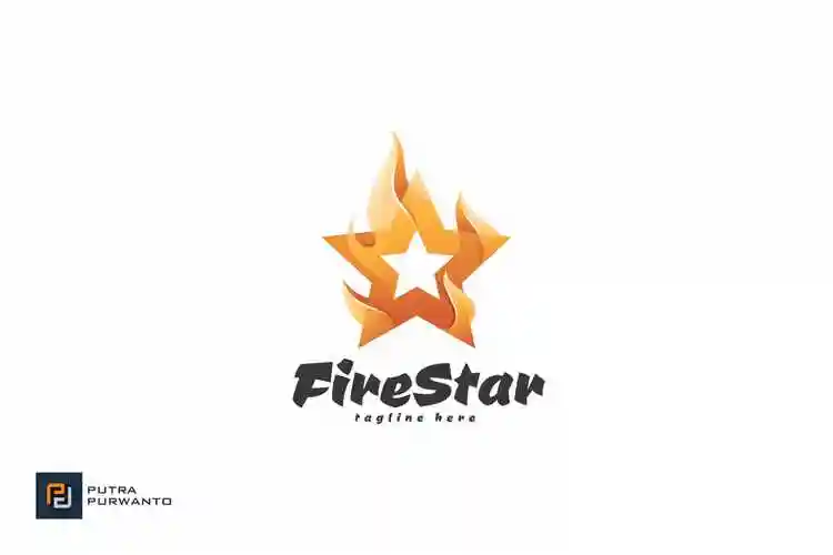 火焰五角星几何图形logo设计模板firestar–logotemplate