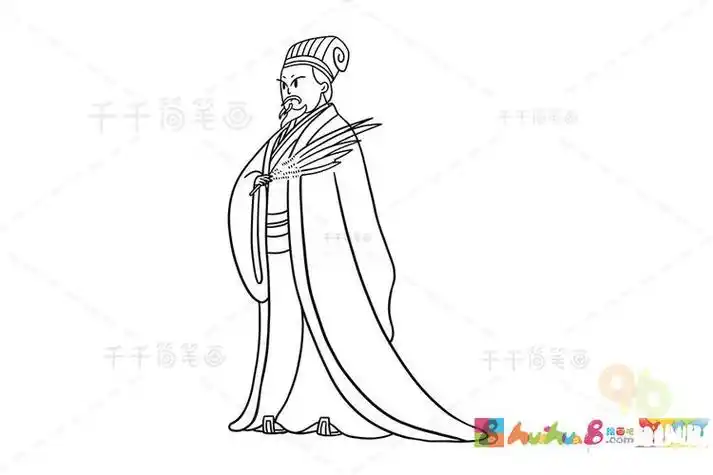 诸葛亮画像的卡通简笔画