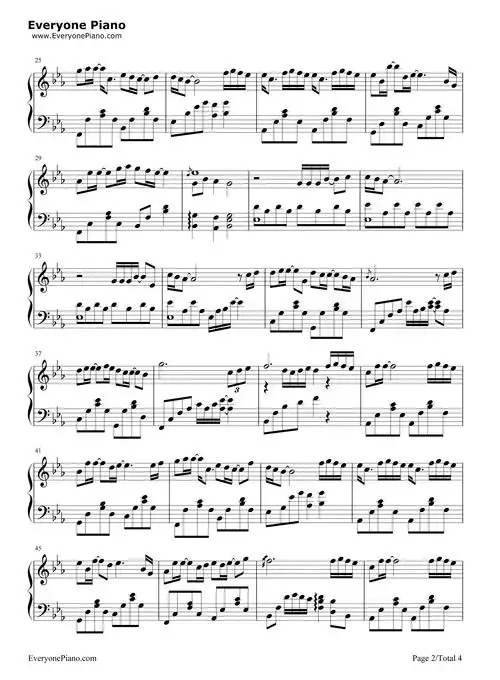 修炼爱情-林俊杰2013新歌五线谱预览2-钢琴谱文件(五线谱,双手简谱