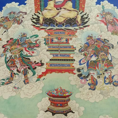 夏荆山释迦牟尼四大天王书画人物佛像国画真迹高清装饰画国画