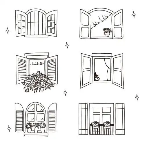 窗户被风吹开的简笔画