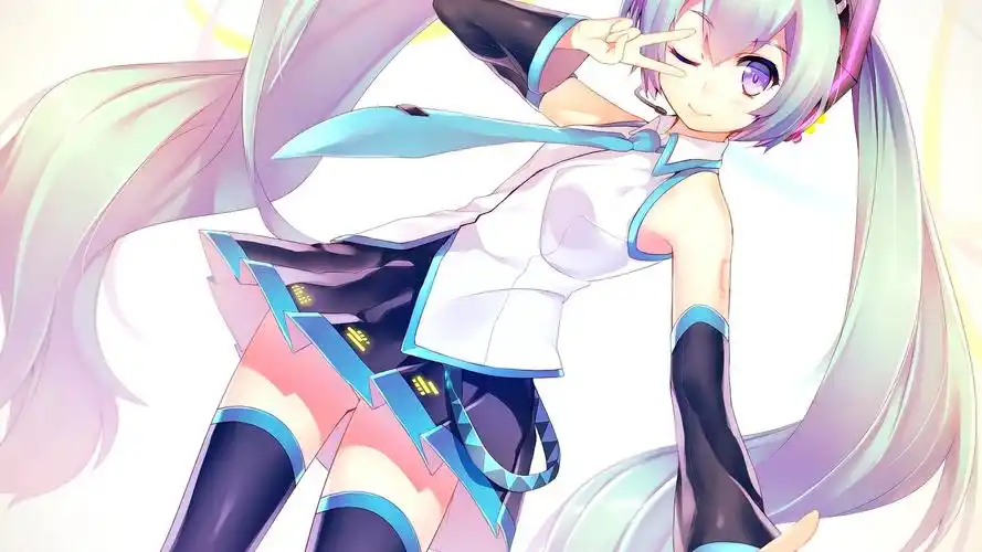 人物紫色的眼睛长发看着你动漫动漫女孩初音未来vocaloid眨眼艺术设计