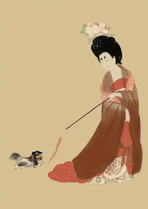 用ipad画完了这幅簪花仕女图,一开始不会用到后来摸索画完了