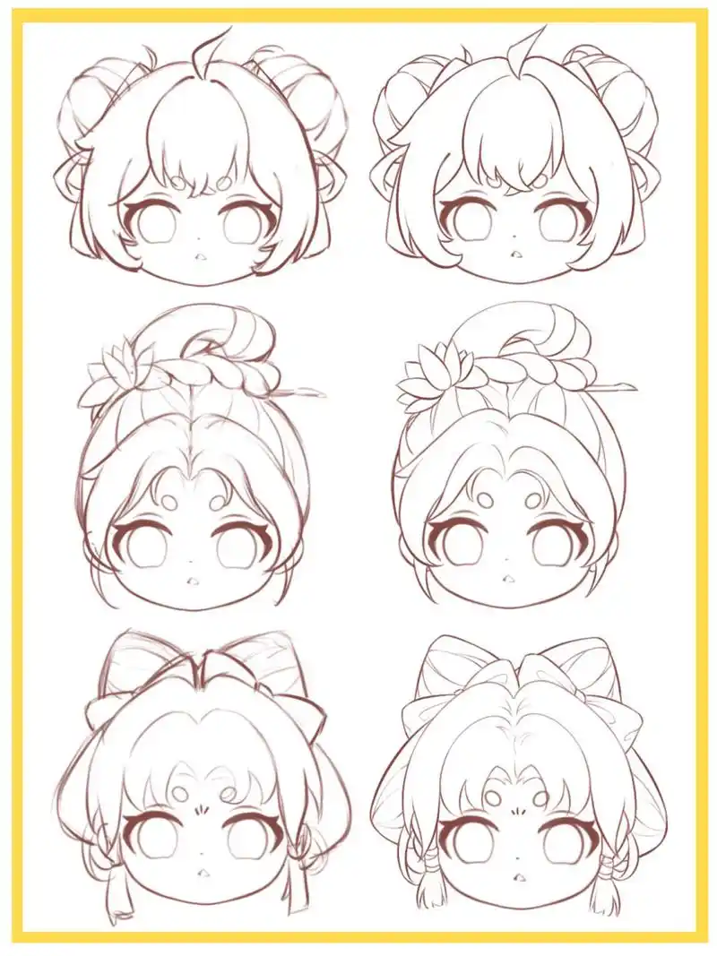 q版女生发型丨几种古风发型的画法 不走弯路丨q版古风发型的画法 和