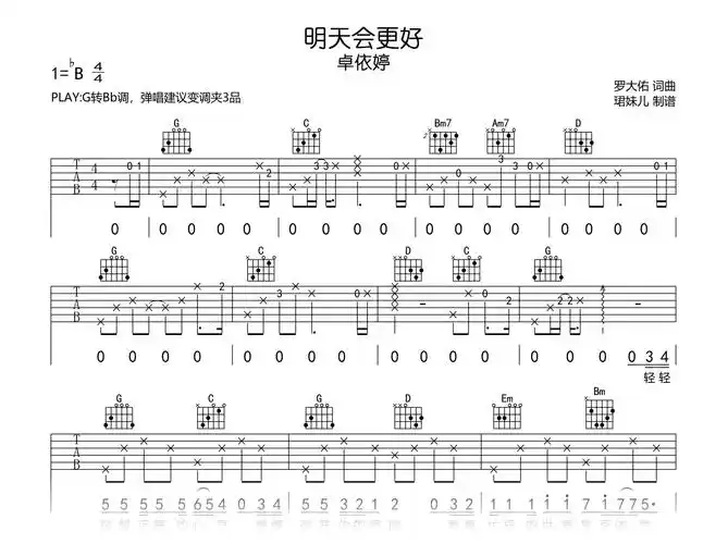 卓依婷《明天会更好》吉他谱-吉他帮