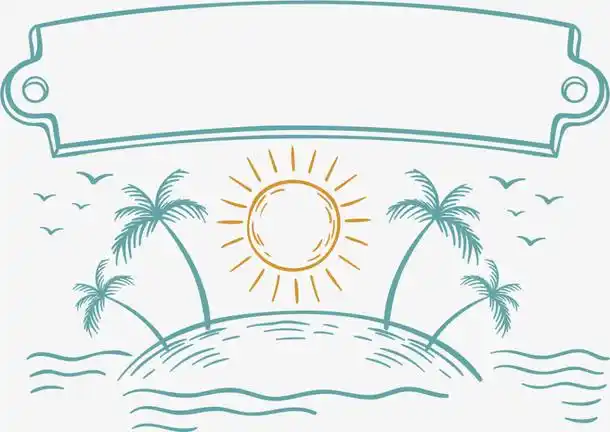 夏季手绘美丽沙滩