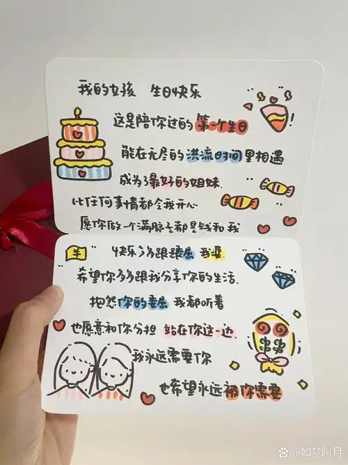 闺蜜生日贺卡 手绘贺卡生日祝福
